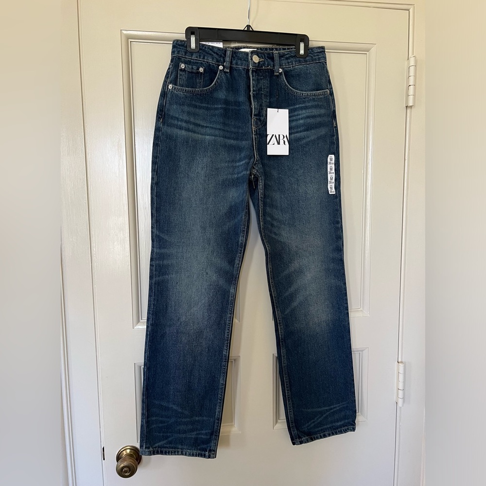 Zara Straight Cropped Blue Jeans